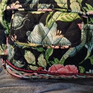 VERA BRADLEY Lola Botannica Black Green Pink Floral Bag Purse Satchel Retired